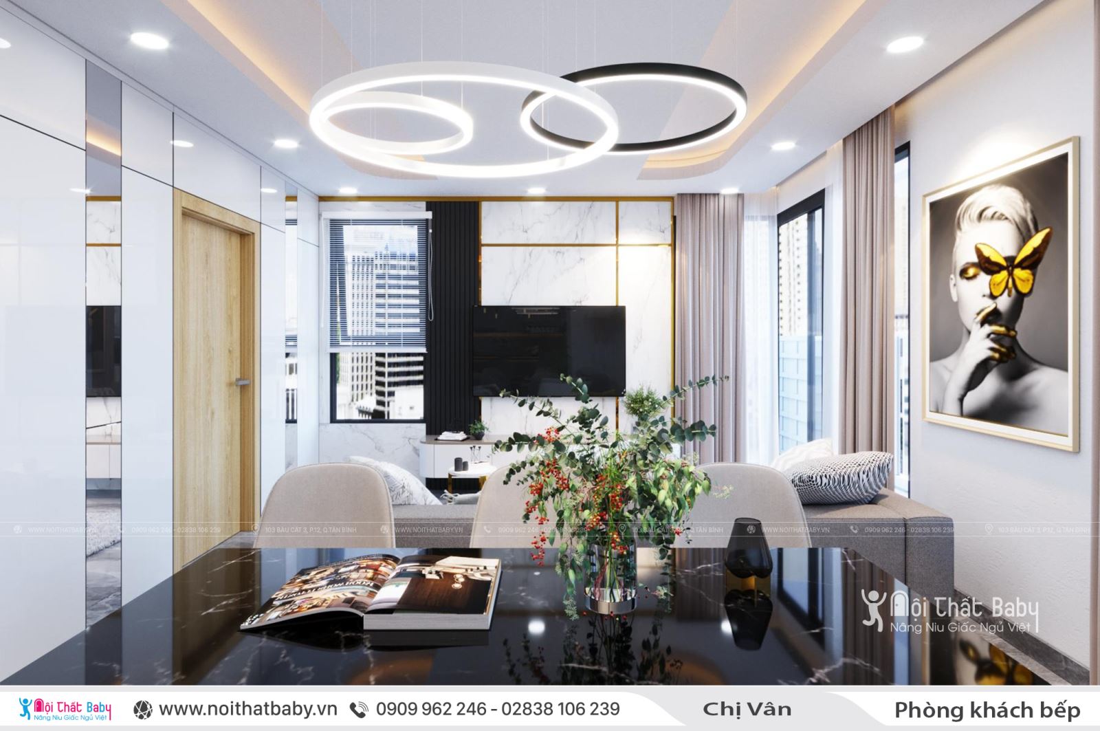 Thiết kế nội thất nguyên căn hiện đại tại Emerald Celadon City 106m2